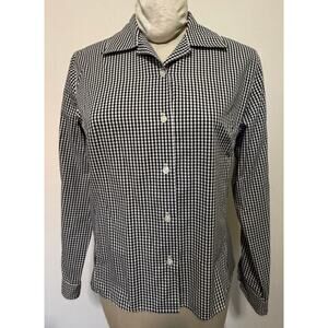 Pendleton Black Gingham Check Plaid Button Down Shirt Women’s Size 12 Long Slv